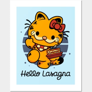 Hello Lasagna - Cute Hungry Cat Posters and Art